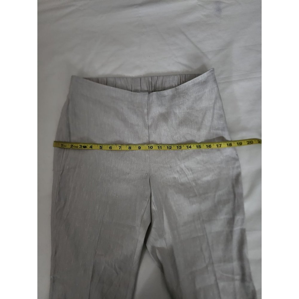J.Jill Women's Gray Linen‎ Stretch Button-Hem Tapered Ankle Cropped Pants Small - Picture 12 of 14